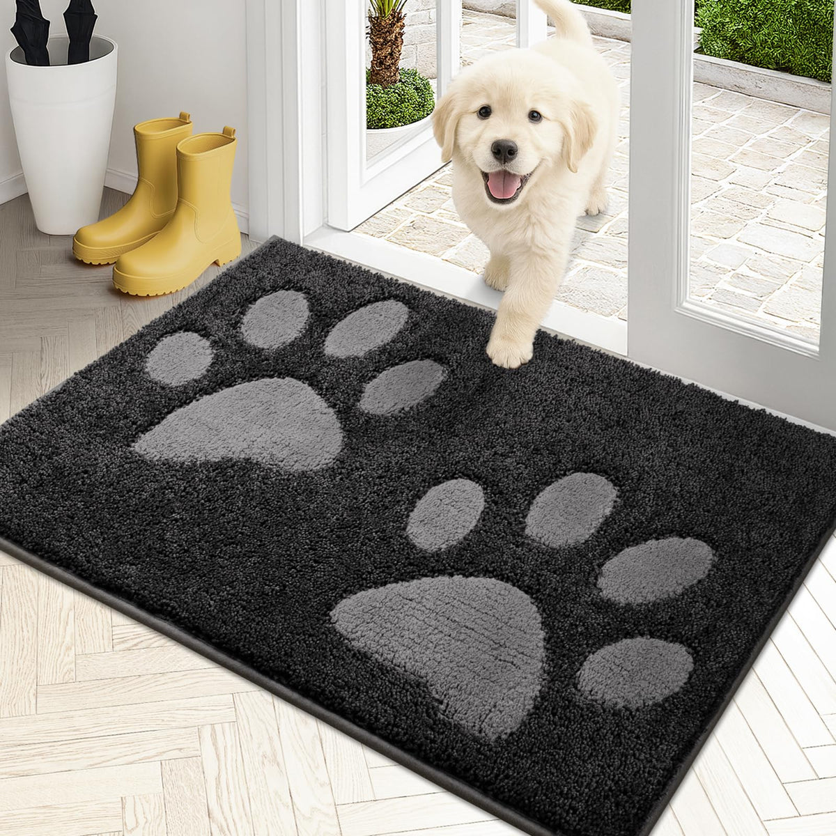 PURRUGS Dirt Trapping Door Mat Indoor Entrance, 32" x 47", Grey