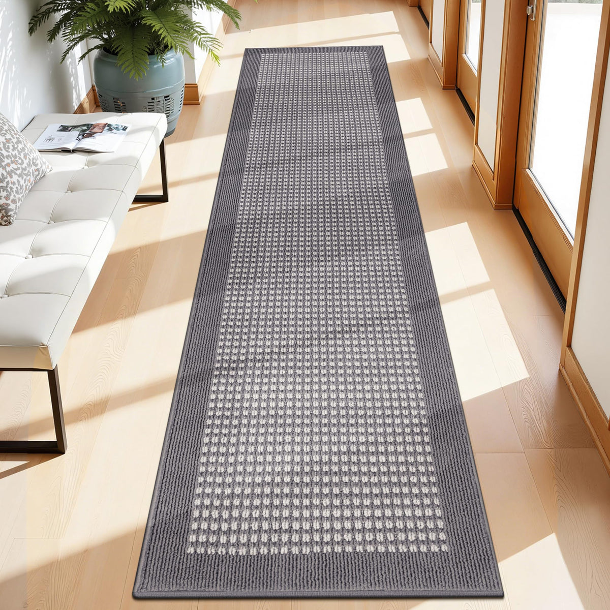 Ileading Laundry Room Runner Rug 2'x6' Non Slip Farmhouse Kitchen Floor Mats with Rubber Backing Machine Washable Beige Indoor Decor Carpet for Doormat Hallway Entryway Petmat Garage Balcony