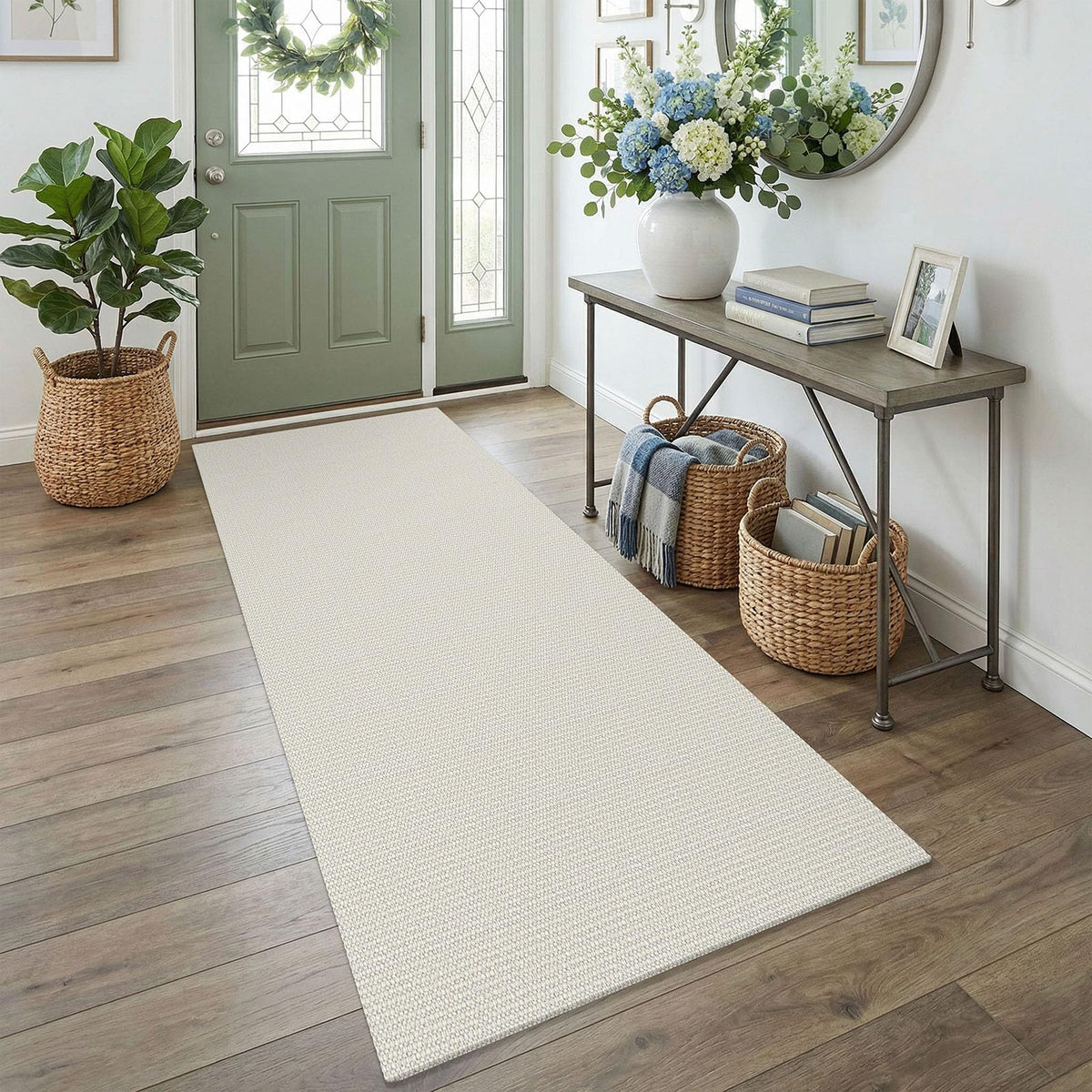 EARTHALL Washable Area Rug, Non Slip Entryway Rug, 4x6 Ft, Sand/Beige