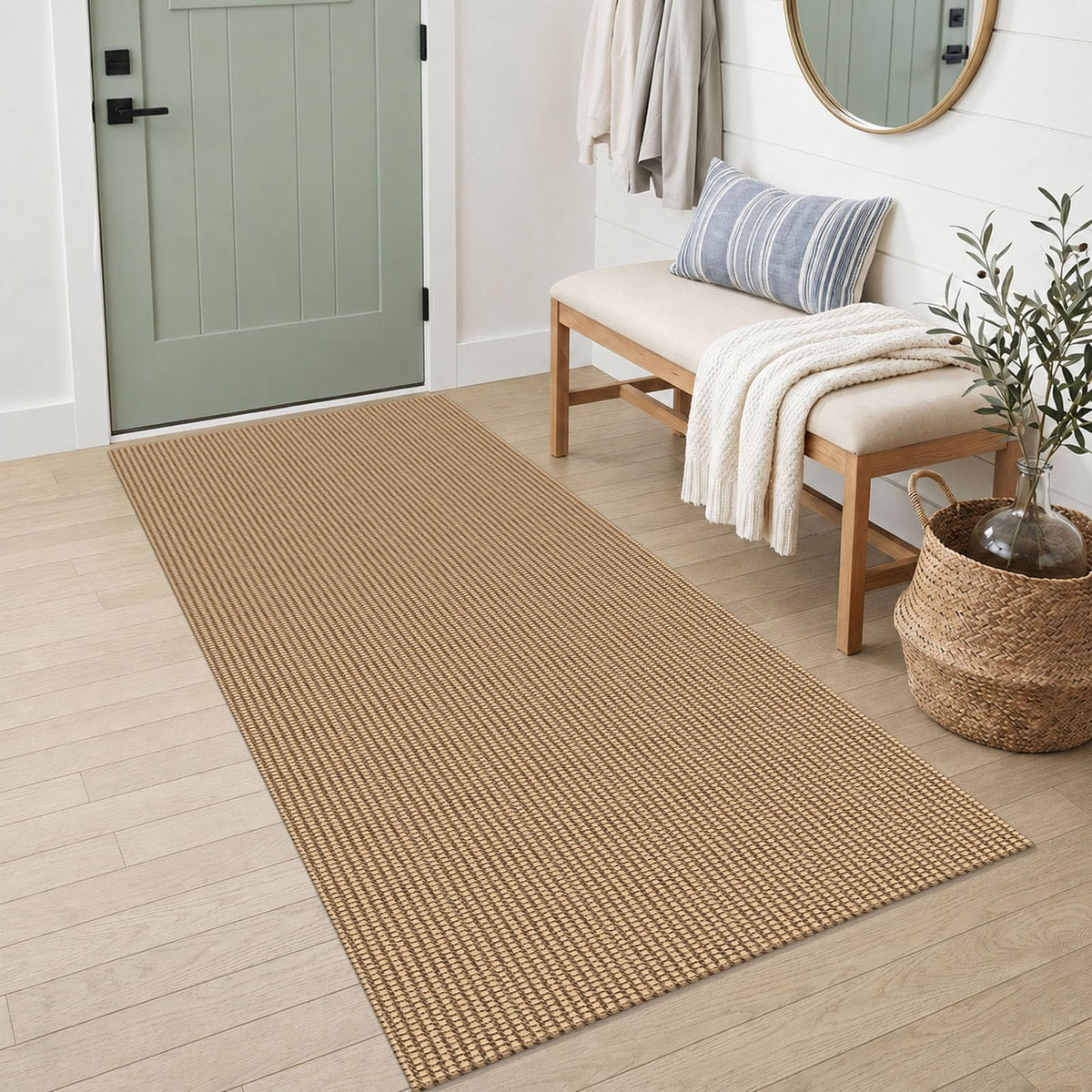 IOHOUZE Small Area Rug 2x3 Washable Woven Rugs for Entryway Non Slip Rubber Backed Front Door Rugs Indoor Doormat Throw Rug Floor Carpet for Entrance Kitchen, Cream/Beige