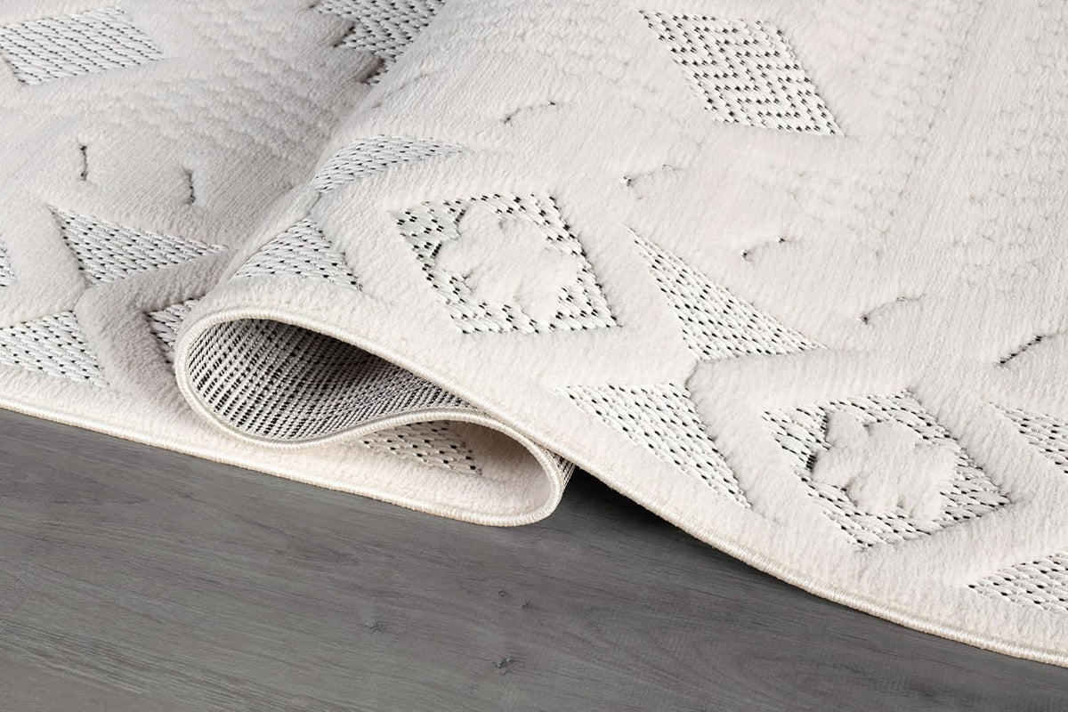 Luul Home Modern Micro Loop Indoor Area Rugs for Living Room Bedroom Kitchen Geometric Trellis White 8x10 Luxury Durable Low and High Pile Non-Shedding Stain Resistant Soft Area Carpet 8 x 10