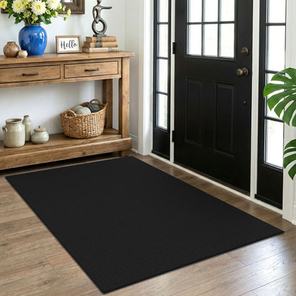 EARTHALL Woven Area Rug 3x5 Ft Washable Rugs for Entryway Braided Non Slip Rubber Backed Throw Rugs Door Mat Indoor Outdoor Entrance Cotton Carpet for Kitchen Foyer Front Door, Orange/Tan/Brown