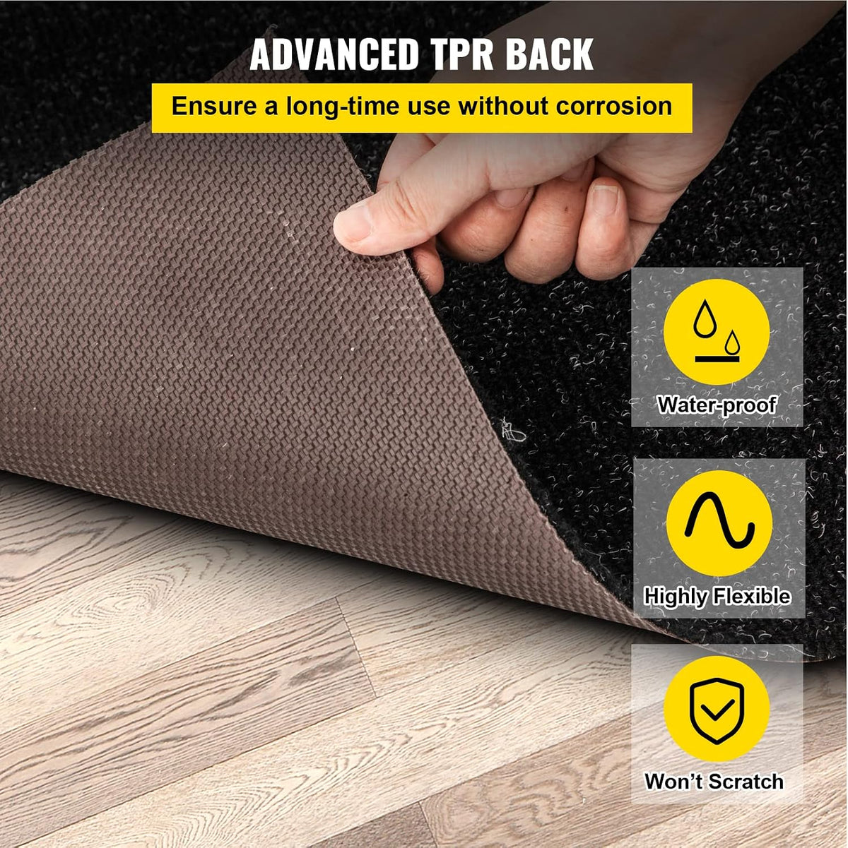 Happybuy 6 ft x 18 ft Charcoal Black Marine Carpet for Boats Waterproof - 0.18" Thick Indoor Outdoor Rug Carpet Roll for Home Patio Porch Deck