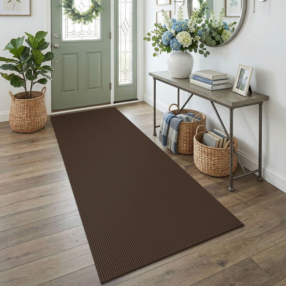 EARTHALL Woven Area Rug 3x5 Ft Washable Rugs for Entryway Braided Non Slip Rubber Backed Throw Rugs Door Mat Indoor Outdoor Entrance Cotton Carpet for Kitchen Foyer Front Door, Orange/Tan/Brown
