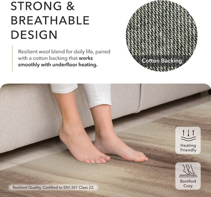 GoDear Design 5' x 8' Wool Area Rug, Premium New Zealand Wool Blend, Loop-Pile Tufting, Medium Pile Height, Ideal for High-Traffic Areas, Living Room & Bedroom, Safe for Pets and Children, Liquidsand