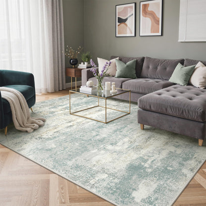 GENIMO 9x12 Area Rug Washable Non Slip for Living Room, Navy Blue Gray