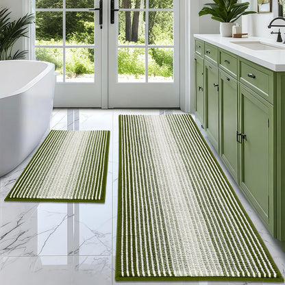 BSICPRO Bathroom Rugs Sets 2 Piece, Modern Bath Mat 20"x47"+20"x32", Blue
