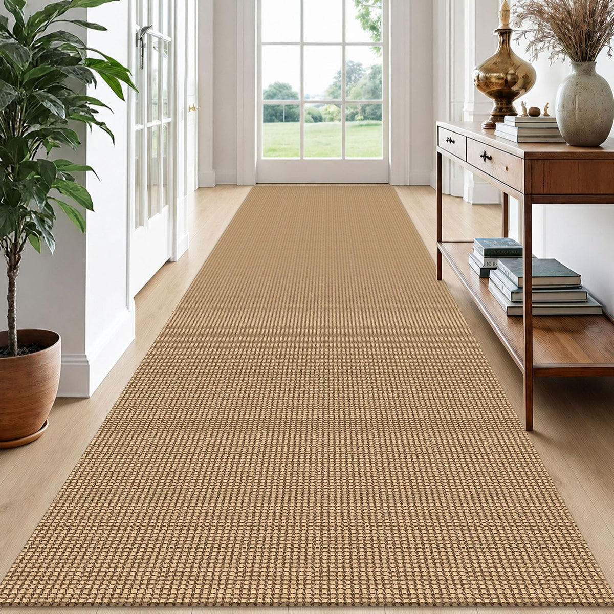 EARTHALL Woven Area Rug 3x5 Ft Washable Rugs for Entryway Braided Non Slip Rubber Backed Throw Rugs Door Mat Indoor Outdoor Entrance Cotton Carpet for Kitchen Foyer Front Door, Orange/Tan/Brown