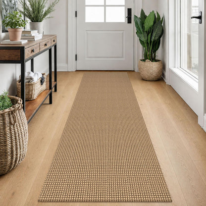 EARTHALL Woven Area Rug 3x5 Ft Washable Rugs for Entryway Braided Non Slip Rubber Backed Throw Rugs Door Mat Indoor Outdoor Entrance Cotton Carpet for Kitchen Foyer Front Door, Orange/Tan/Brown