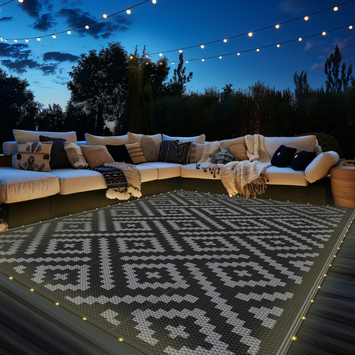 GENIMO Outdoor Rug, Waterproof Plastic Rugs for Patio, 5'x8' Cloud Grey