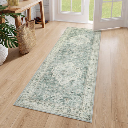 LIVEBOX Washable Area Rug 5x7 Rugs for Living Room Bedroom, Non-Slip Boho Neutral Carpet for Dining Room Office, Low-Pile Farmhouse Soft Carpets for Kids Nursery Room Playroom, Tan