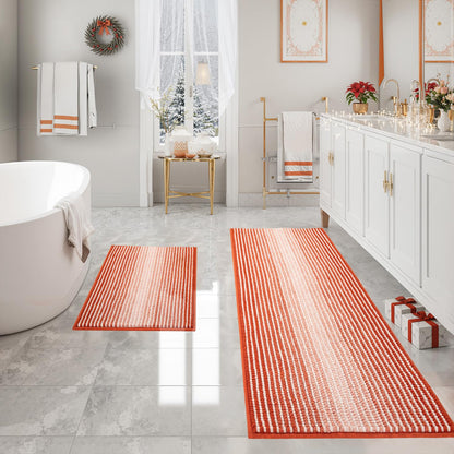 BSICPRO Bathroom Rugs Sets 2 Piece, Modern Bath Mat 20"x47"+20"x32", Blue