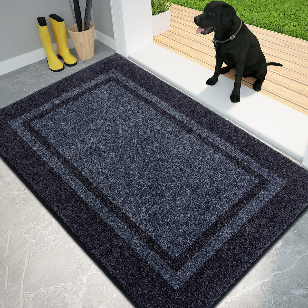PURRUGS Dirt Trapping Indoor Door Mat, 32" x 48", Beige & Grayish Brown