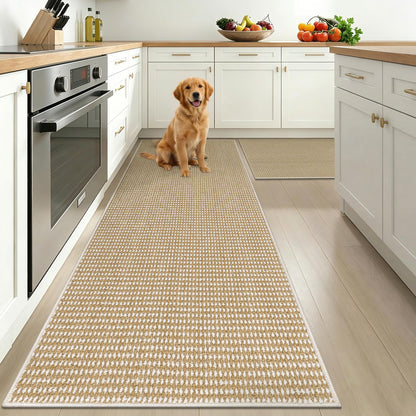 HEBE Kitchen Rugs Set of 2, Non Slip Washable Kitchen Mats for Floor