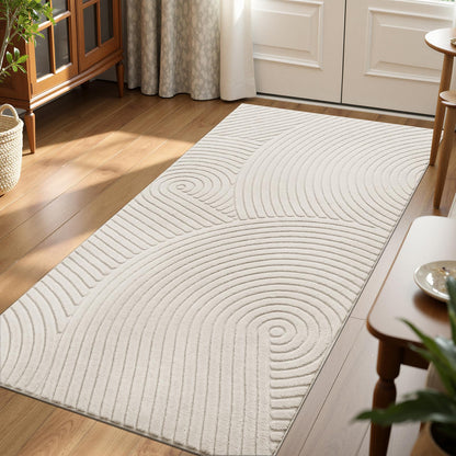 U'Artlines 5x7ft Washable Area Rug for Living Room, Beige