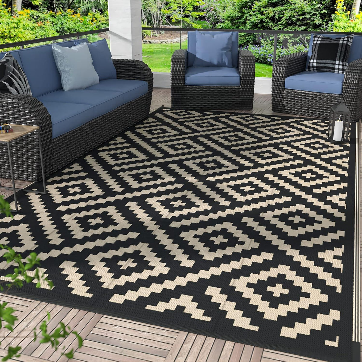 GENIMO Outdoor Rug, Waterproof Plastic Rugs for Patio, 5'x8' Cloud Grey