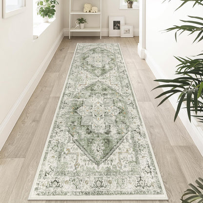 LIVEBOX Sage Washable Vintage Area Rug 3x5 Non-Slip