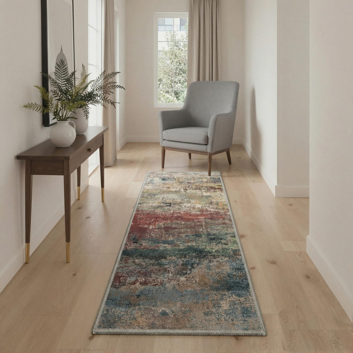 GENIMO 9x12 Area Rug Washable Non Slip for Living Room, Navy Blue Gray