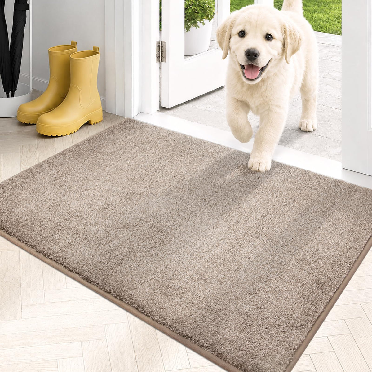 PURRUGS Dirt Trapping Indoor Door Mat, 34" x 59", Charcoal