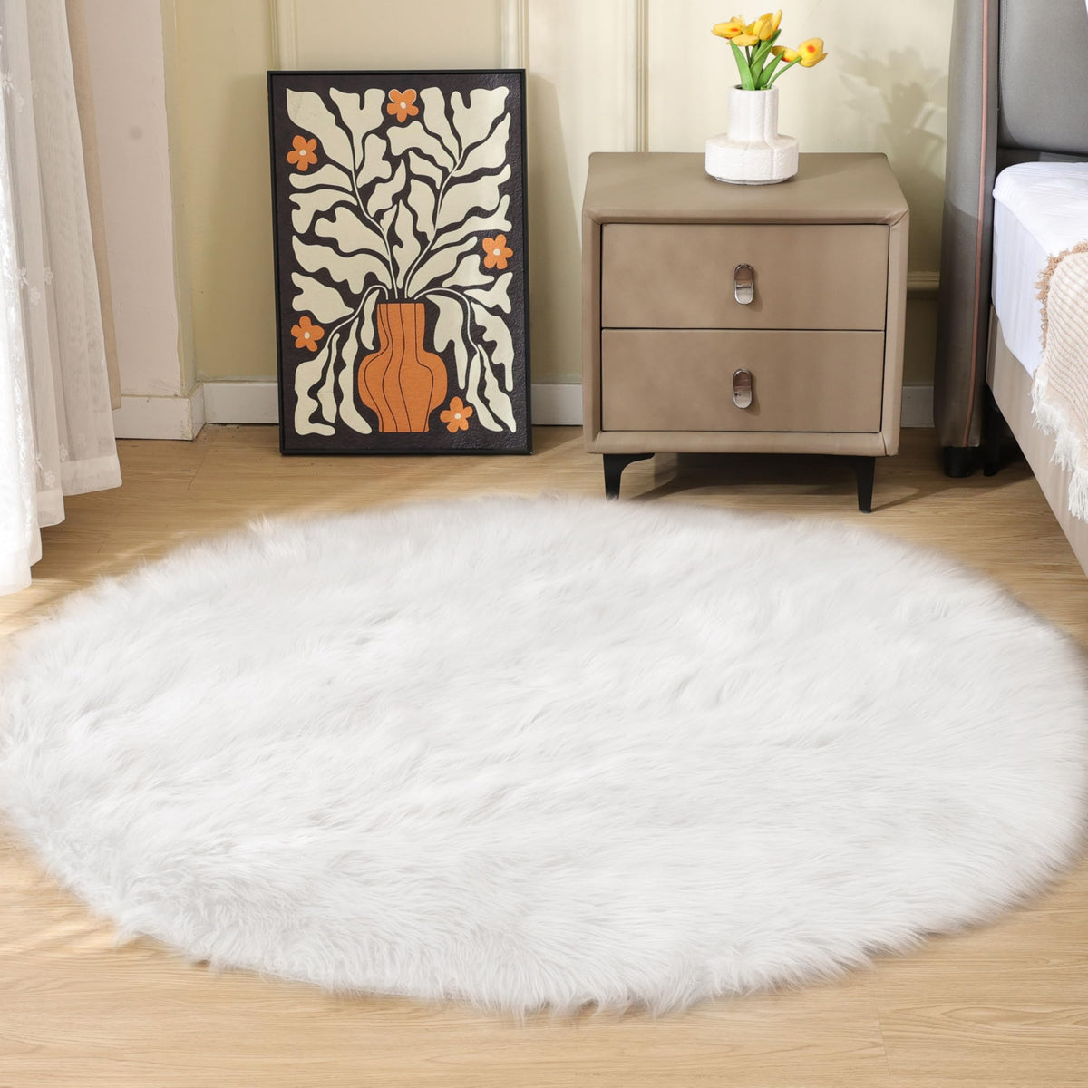ORINOVA White Faux Sheepskin Shag Fur Runner Rugs for Living Room Bedroom Fluffy Washable Furry Area Rug 2x6 Nursery Rug Teen Room Décor