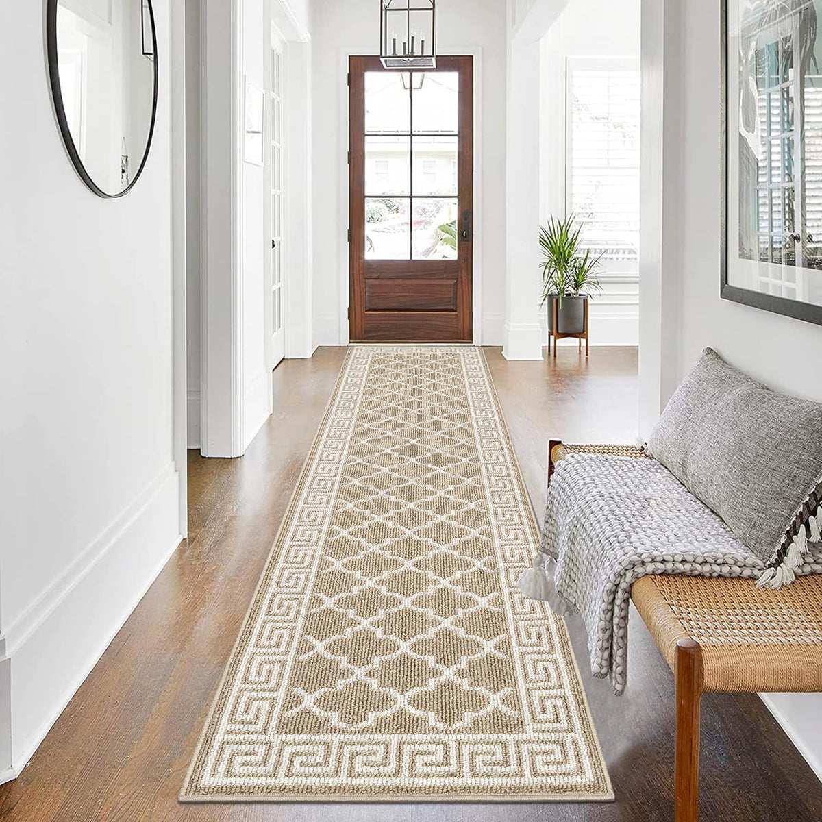 Pauwer Door Mat Indoor Entrance 20"x60", Absorbent Dirt Trapper Rugs, Grey