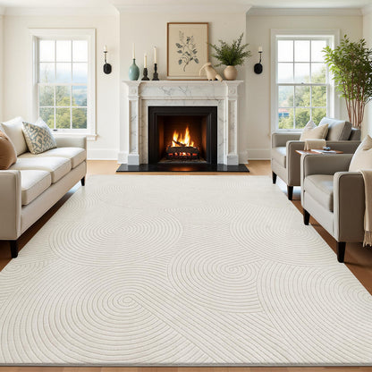 U'Artlines 5x7ft Washable Area Rug for Living Room, Beige