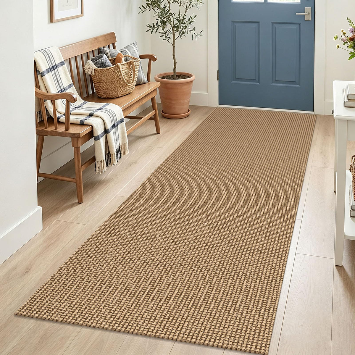 IOHOUZE Small Area Rug 2x3 Washable Woven Rugs for Entryway Non Slip Rubber Backed Front Door Rugs Indoor Doormat Throw Rug Floor Carpet for Entrance Kitchen, Cream/Beige