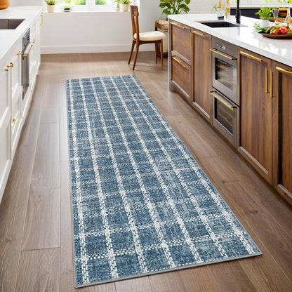 ROYHOME 6x9 Area Rug for Living Room Washable Khaki Brown Checkered Rugs