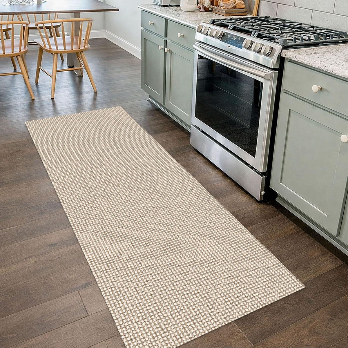 IOHOUZE Small Area Rug 2x3 Washable Woven Rugs for Entryway Non Slip Rubber Backed Front Door Rugs Indoor Doormat Throw Rug Floor Carpet for Entrance Kitchen, Cream/Beige