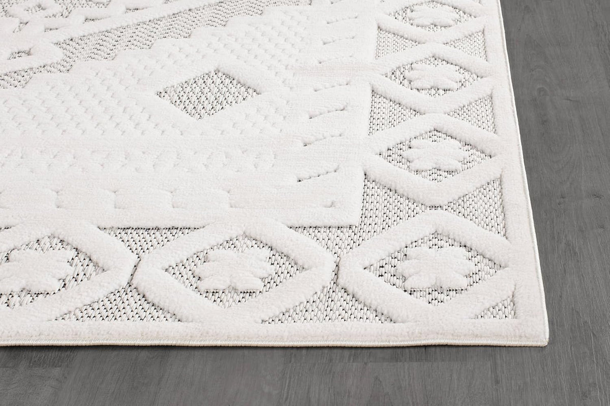 Luul Home Modern Micro Loop Indoor Area Rugs for Living Room Bedroom Kitchen Geometric Trellis White 8x10 Luxury Durable Low and High Pile Non-Shedding Stain Resistant Soft Area Carpet 8 x 10