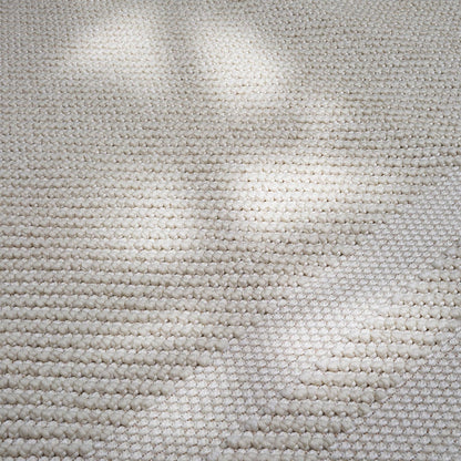 CAMILSON Micro Loop Rug 5x7 Modern Luxury Bordered Area Rugs Soft High and Low Pile Stain Resistant Easy-Cleaning Non-Shedding for Living Room Office Indoor Carpet (5 x 7 / White)