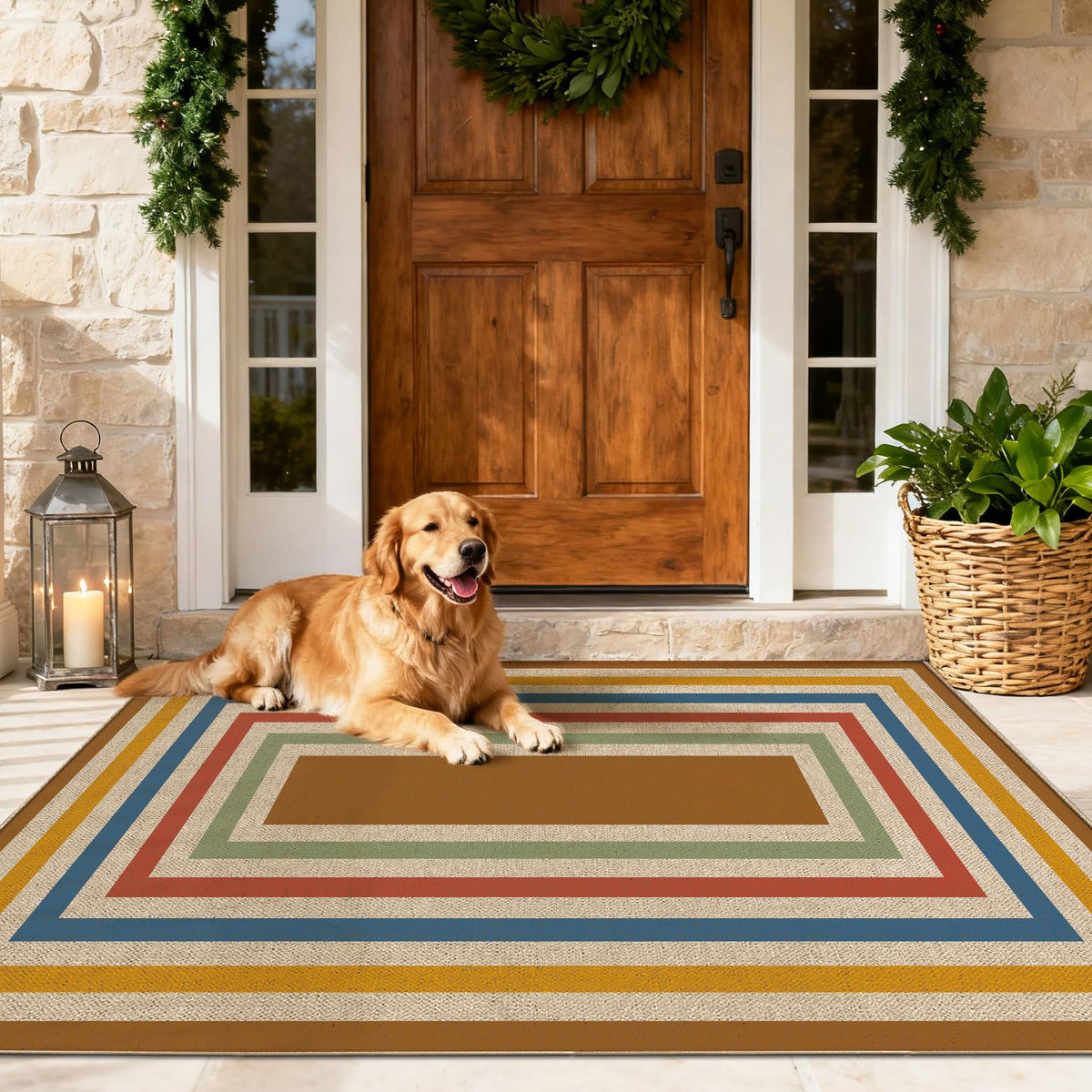 Washable 8x10 Black Striped Easy Jute Indoor Outdoor Rug for Living Room