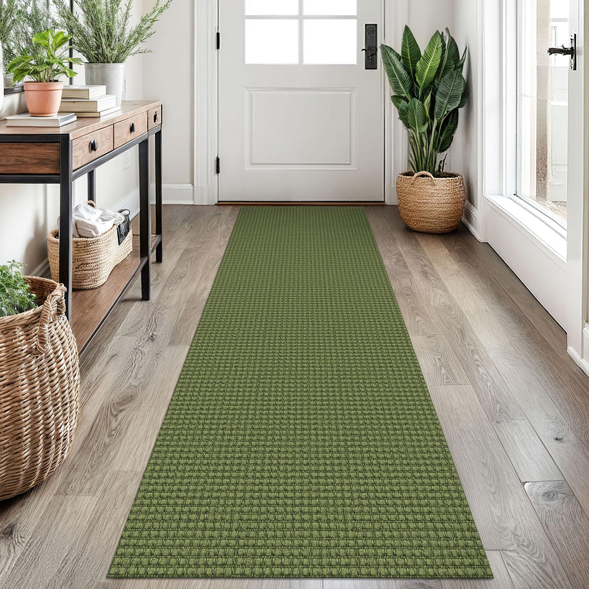 EARTHALL Woven Area Rug 3x5 Ft Washable Rugs for Entryway Braided Non Slip Rubber Backed Throw Rugs Door Mat Indoor Outdoor Entrance Cotton Carpet for Kitchen Foyer Front Door, Orange/Tan/Brown