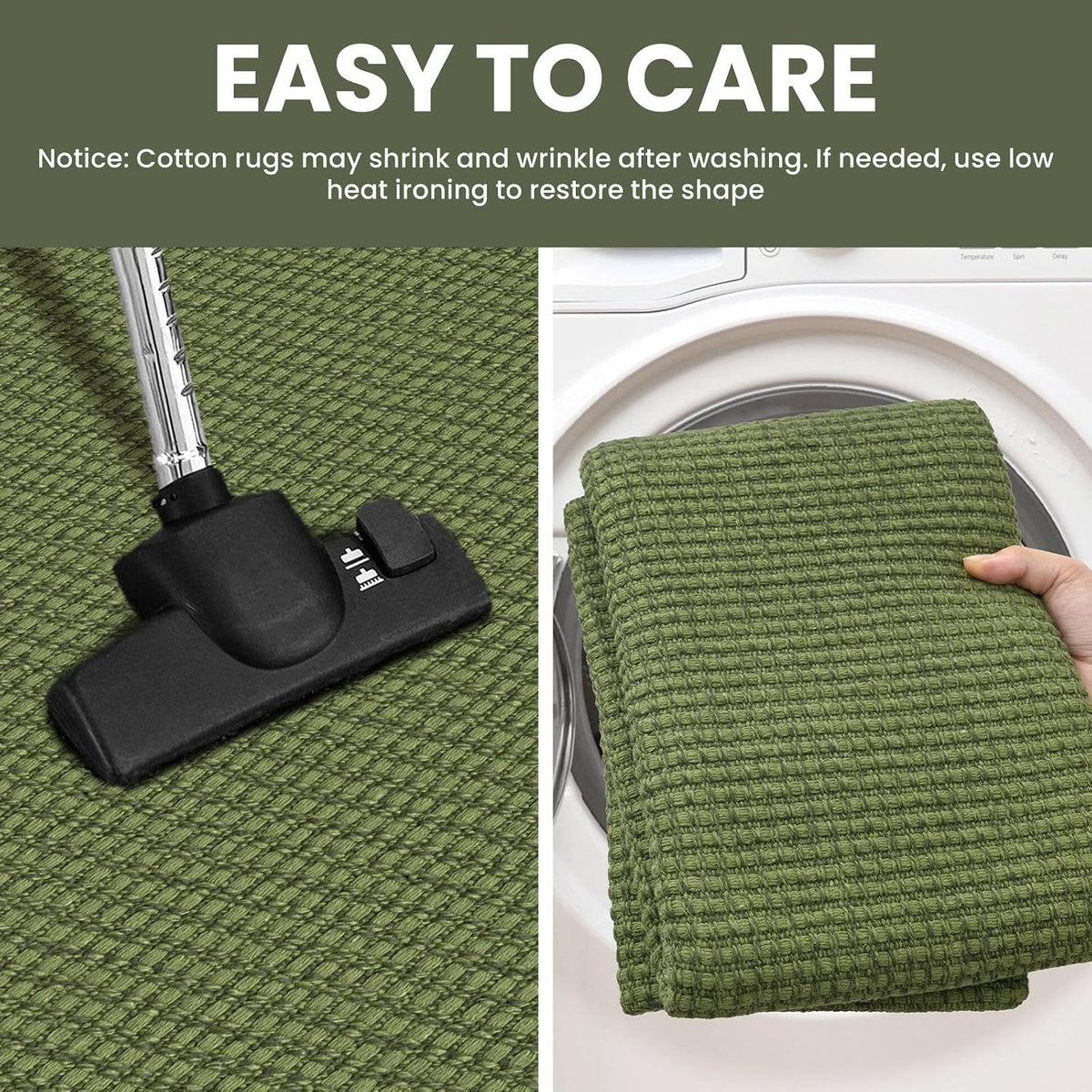 IOHOUZE Washable Area Rug 3x5 Non Slip Rubber Backed Woven Rugs for Entryway Rugs Indoor Outdoor Doormat Throw Rug Floor Carpet for Entrance Kitchen Front Door, Olive Green/Earthy Green