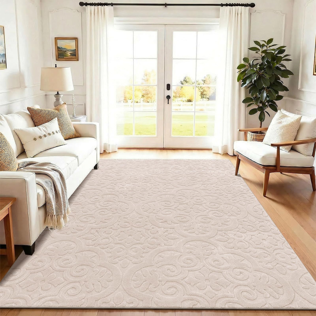 U'Artlines 6x9ft Washable Area Rug for Living Room,Neutral Beige Rugs
