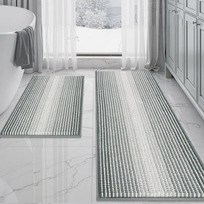 BSICPRO Bathroom Rugs Sets 2 Piece, Modern Bath Mat 20"x47"+20"x32", Blue