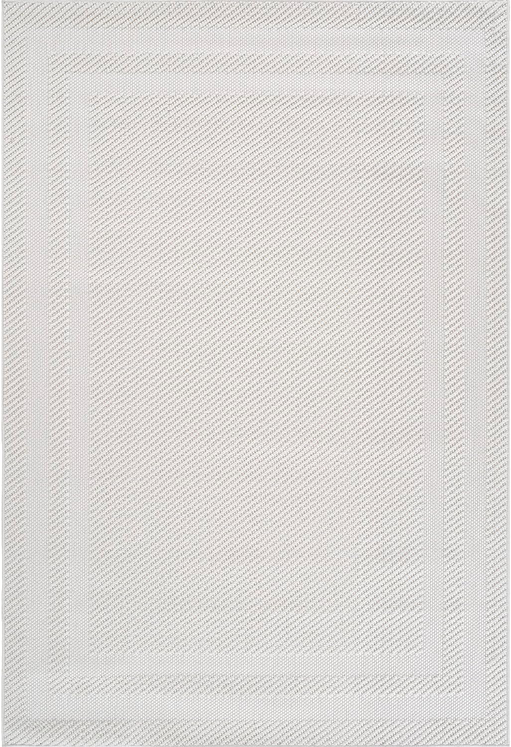 CAMILSON Micro Loop Rug 5x7 Modern Luxury Bordered Area Rugs Soft High and Low Pile Stain Resistant Easy-Cleaning Non-Shedding for Living Room Office Indoor Carpet (5 x 7 / White)