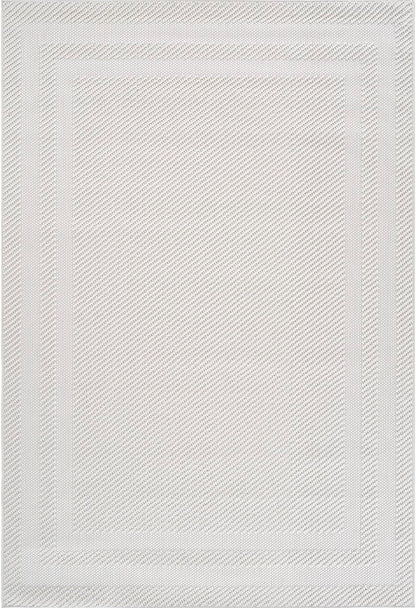 CAMILSON Micro Loop Rug 5x7 Modern Luxury Bordered Area Rugs Soft High and Low Pile Stain Resistant Easy-Cleaning Non-Shedding for Living Room Office Indoor Carpet (5 x 7 / White)