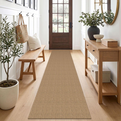 EARTHALL Woven Area Rug 3x5 Ft Washable Rugs for Entryway Braided Non Slip Rubber Backed Throw Rugs Door Mat Indoor Outdoor Entrance Cotton Carpet for Kitchen Foyer Front Door, Orange/Tan/Brown