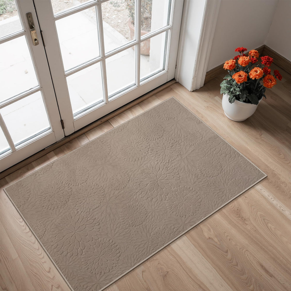GENIMO Beige Rug 6x9 Washable Area Rugs for Living Room, Soft High Low Pile