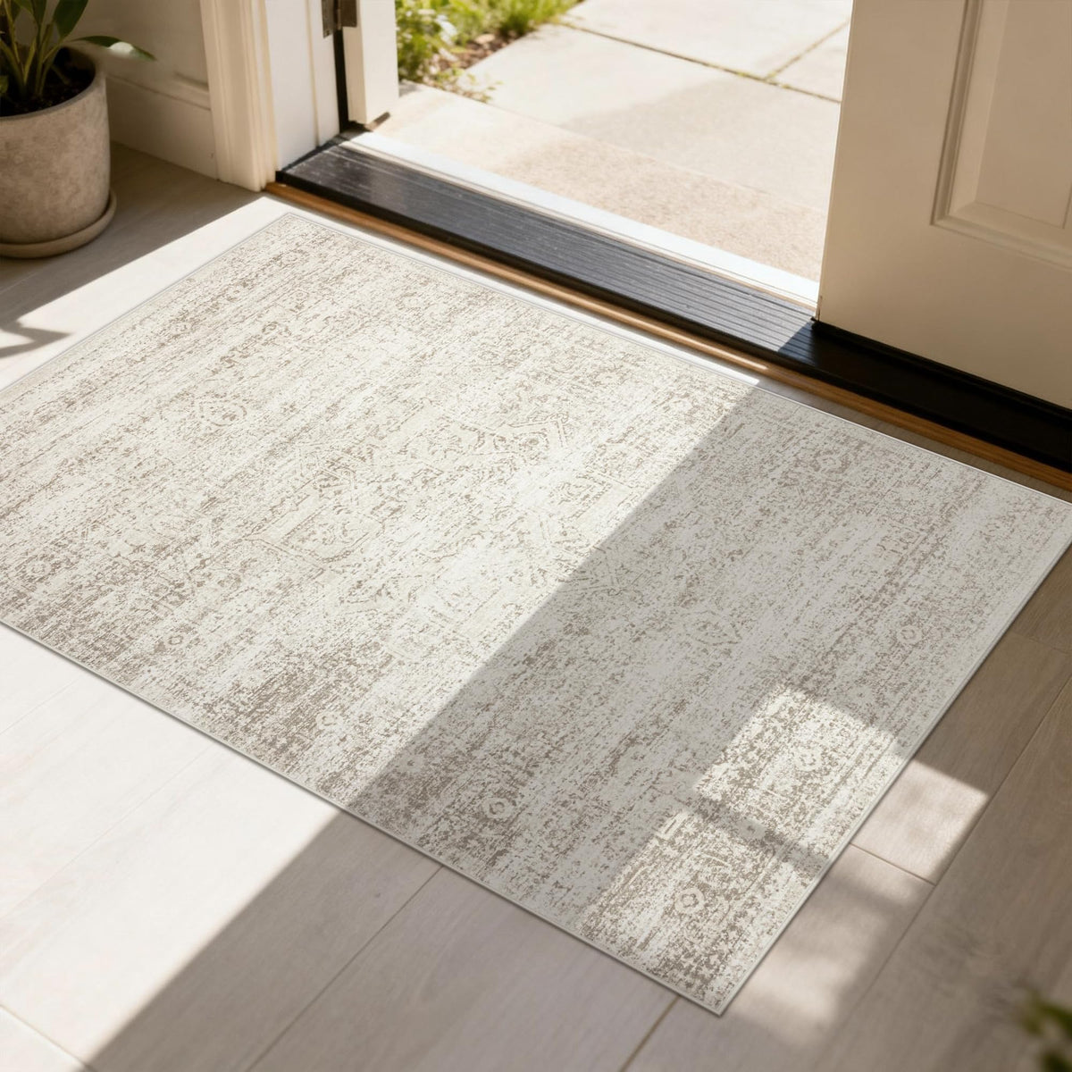 Washable Rugs 8x10 Area Rug for Living Room,Bedroom,Dining Room-Beige Green