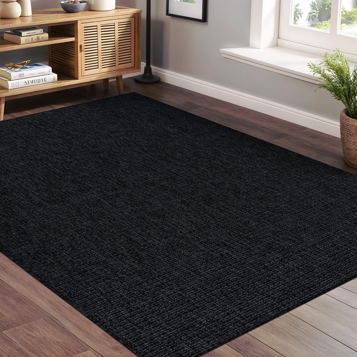 Beverly Rug Easy Jute Bordered Rug 10x14 Washable Large Indoor Outdoor Area Rugs for Living Dining Room Patio Office Stain Resistant Non Shedding Casual Indoor Outside Carpet 10 x 14 Off-White