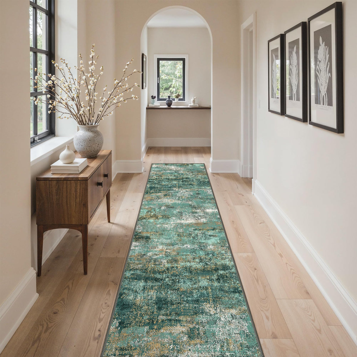 GENIMO 9x12 Area Rug Washable Non Slip for Living Room, Navy Blue Gray