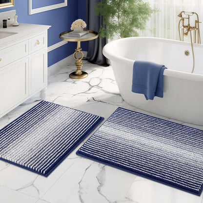 BSICPRO Bathroom Rugs Sets 2 Piece, Modern Bath Mat 20"x47"+20"x32", Blue