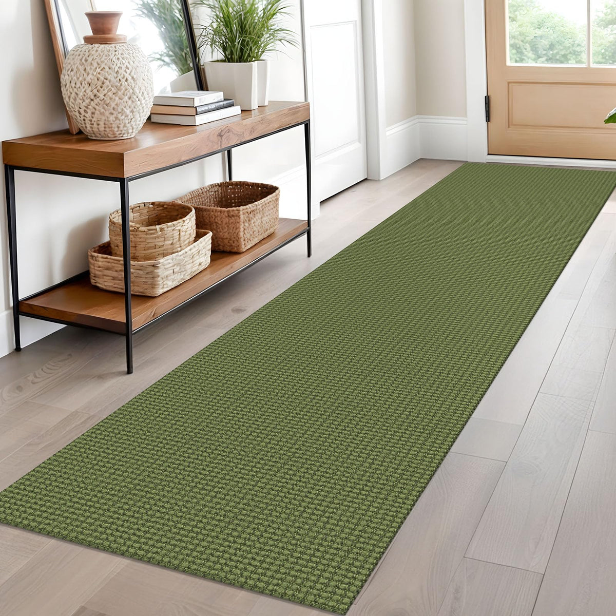 EARTHALL Woven Area Rug 3x5 Ft Washable Rugs for Entryway Braided Non Slip Rubber Backed Throw Rugs Door Mat Indoor Outdoor Entrance Cotton Carpet for Kitchen Foyer Front Door, Orange/Tan/Brown