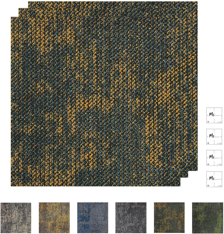 24 Carpets 20x20 inch Square Carpet Tiles, Reusable, Non Slip, Seamless Tiles, Suitable for Indoor and Outdoor use in bedrooms, Living Rooms, Offices, etc., Easy to DIY (Warm Orange Stone pattern-06)