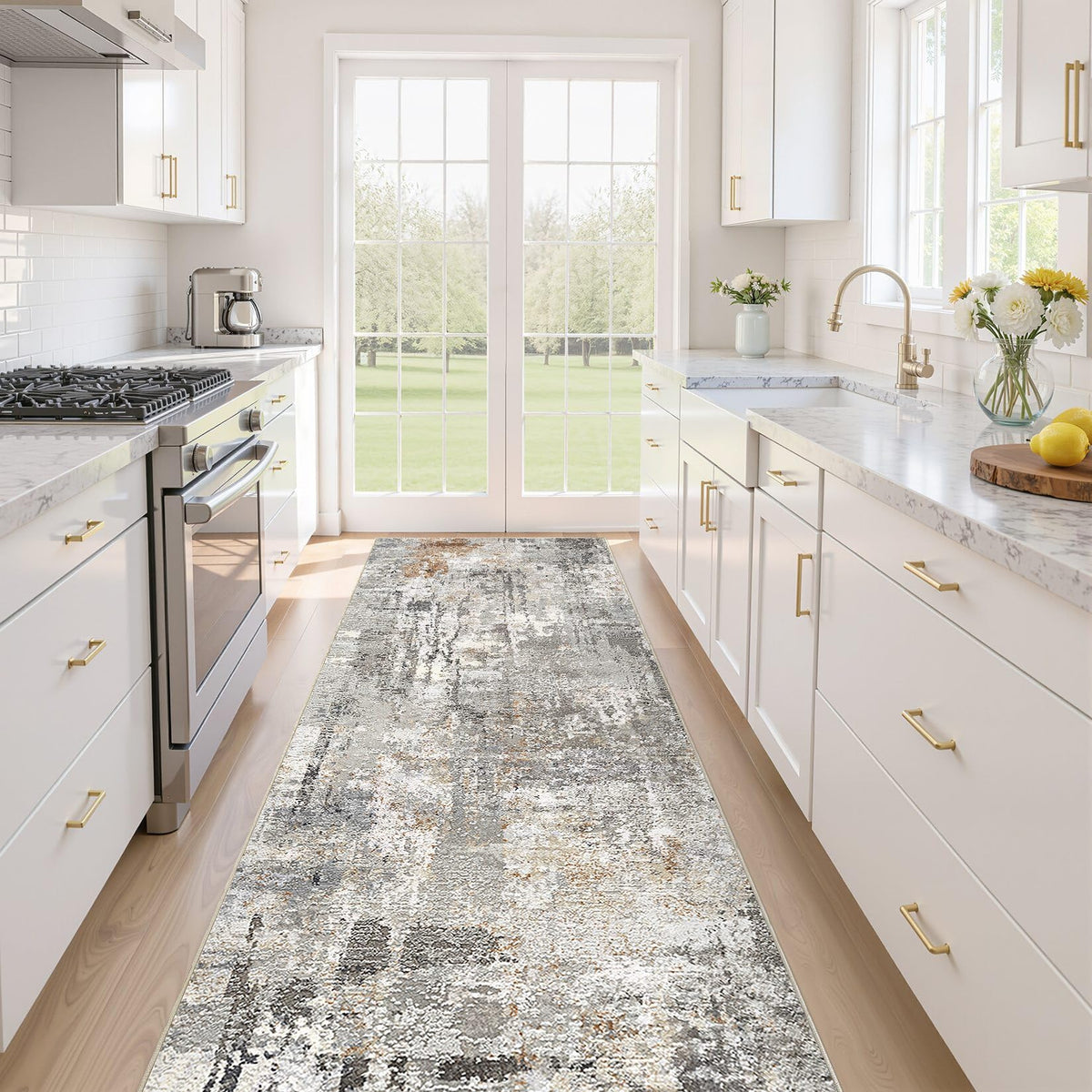 LOONGRUG 10x14 Area Rugs Washable Large Neutral Modern Living Room Rug