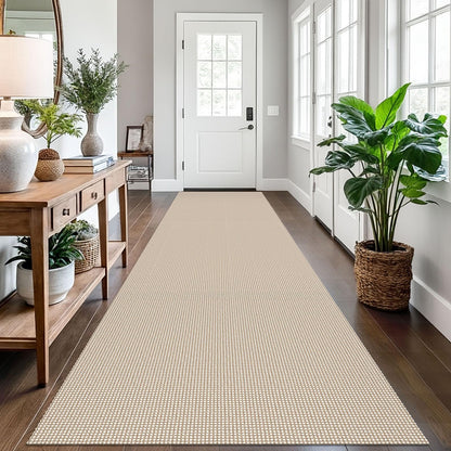 EARTHALL Woven Area Rug 3x5 Ft Washable Rugs for Entryway Braided Non Slip Rubber Backed Throw Rugs Door Mat Indoor Outdoor Entrance Cotton Carpet for Kitchen Foyer Front Door, Orange/Tan/Brown