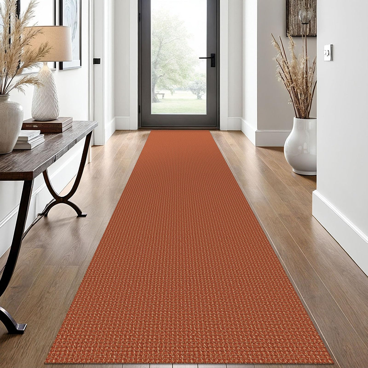 EARTHALL Woven Area Rug 3x5 Ft Washable Rugs for Entryway Braided Non Slip Rubber Backed Throw Rugs Door Mat Indoor Outdoor Entrance Cotton Carpet for Kitchen Foyer Front Door, Orange/Tan/Brown
