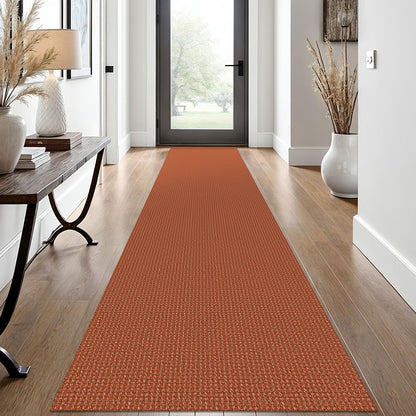EARTHALL Woven Area Rug 3x5 Ft Washable Rugs for Entryway Braided Non Slip Rubber Backed Throw Rugs Door Mat Indoor Outdoor Entrance Cotton Carpet for Kitchen Foyer Front Door, Orange/Tan/Brown
